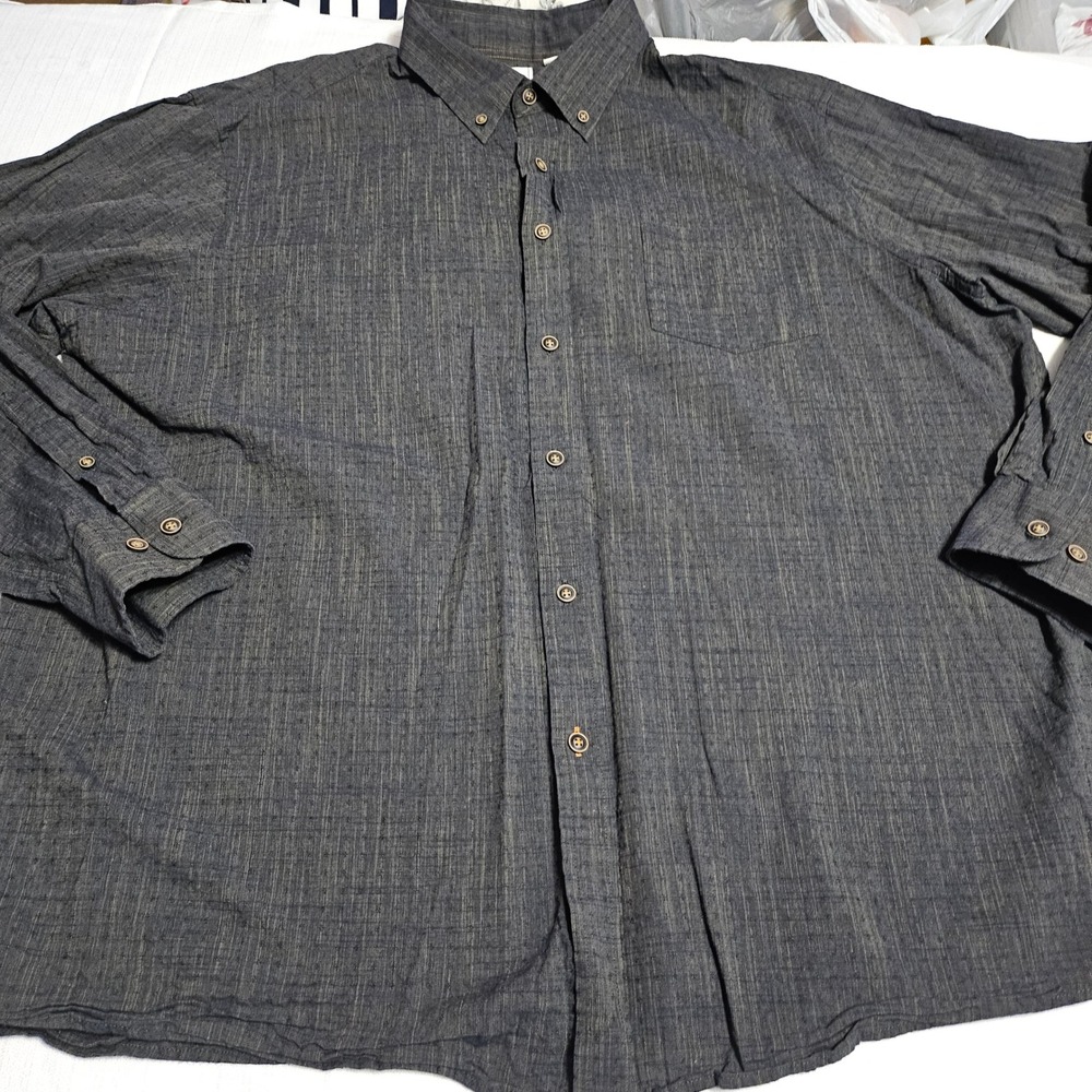 ROWM XXL Mens Button‎ Down Shirt Long Sleeve Gray Dress Casual